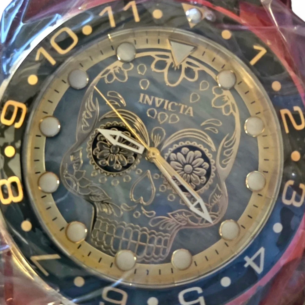 Invicta Aviator Dia De Los Muertos Watch w/ Mother of Pearl Dial - 50mm